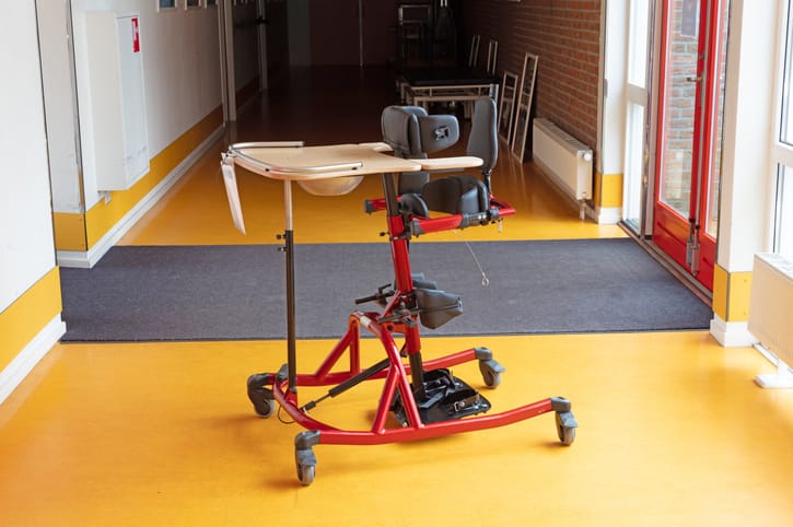 Special chair for disabled children, chair in which a child can stand in, school