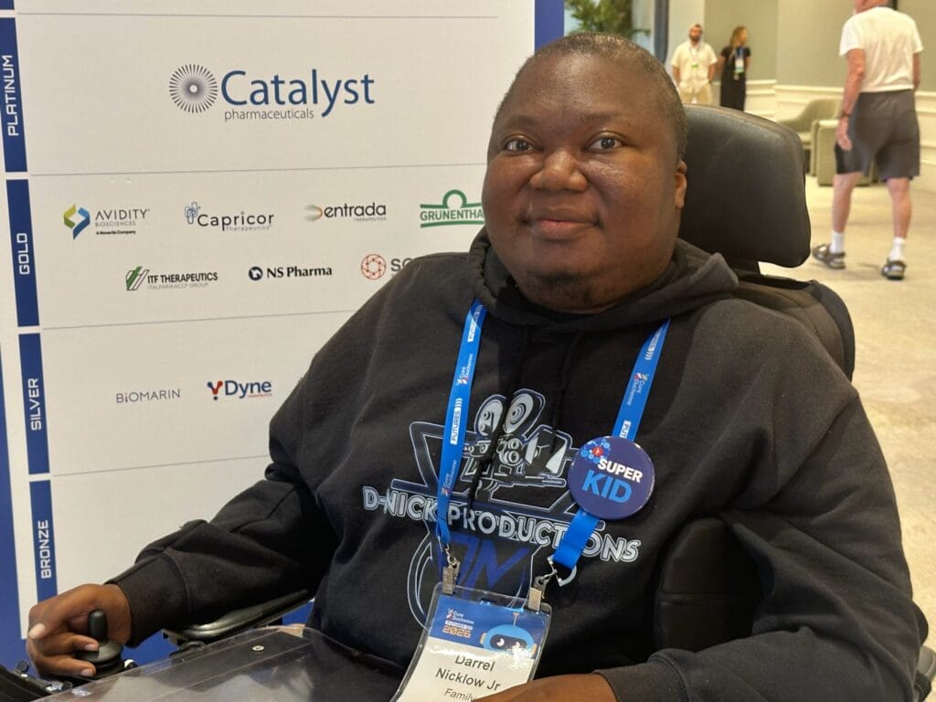 Darrel Nicklow Jr., 28, of Arcadia, Florida, has Duchenne muscular dystrophy. He was one of four young men with DMD on a panel during CureDuchenne&rsquo;s 2026 FUTURES conference in Orlando (Photo by Larry Luxner)
